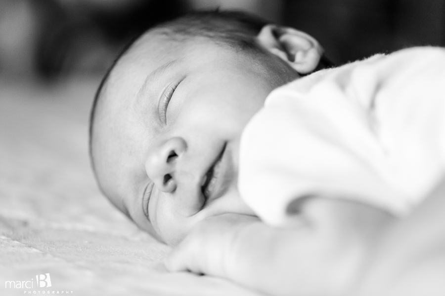 Smiling while sleeping - newborn baby