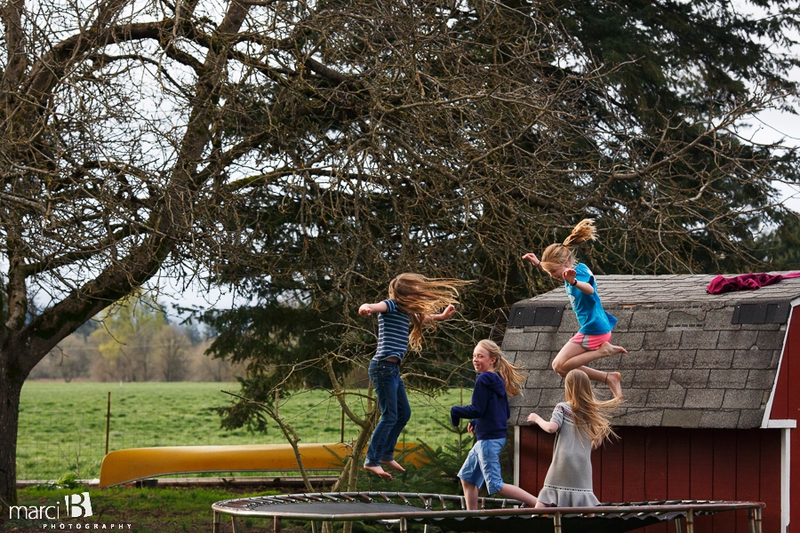 Corvallis lifestyle photography - kids and trampoline