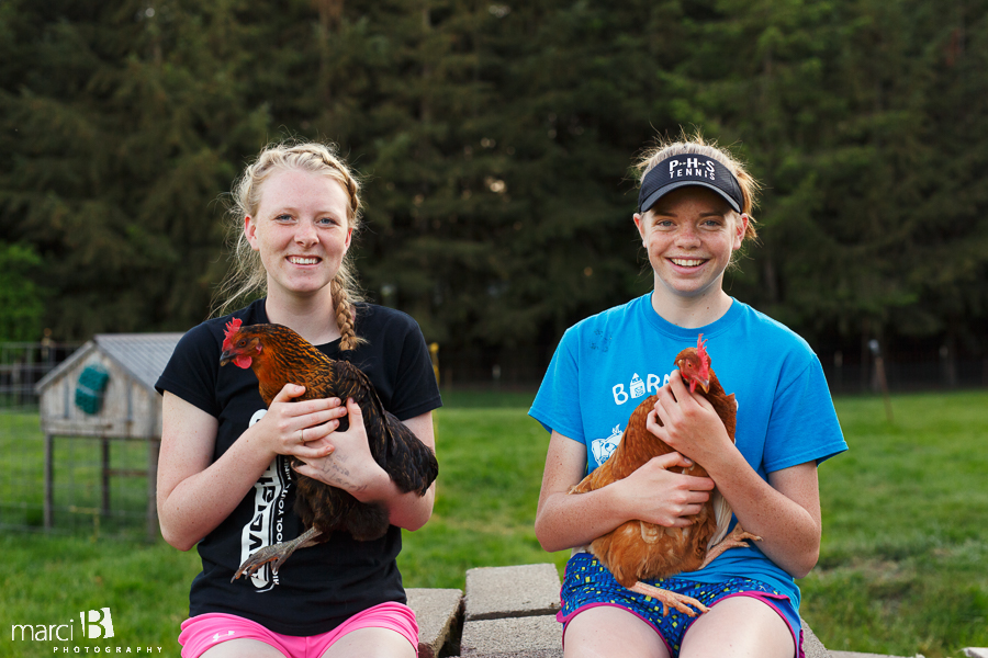 Teen photography - Corvallis - farm - chickens