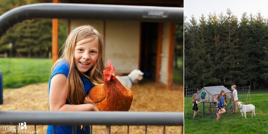 Children's photography - Corvallis - farm - chickens