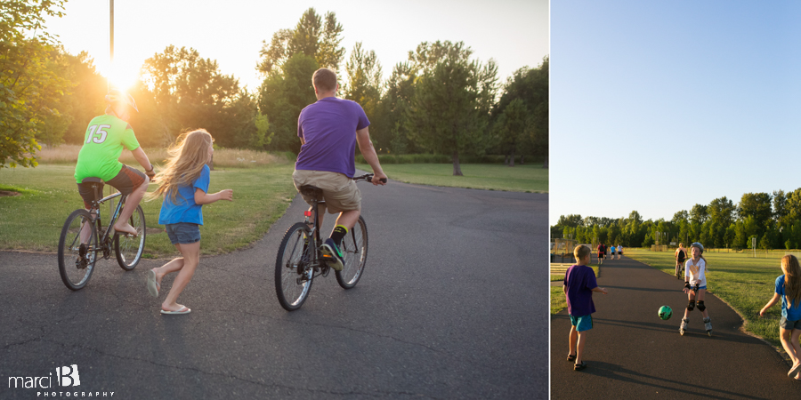 summer at the park - kids - biking - rollerblades