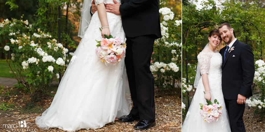 Bride and groom portraits - rose garden