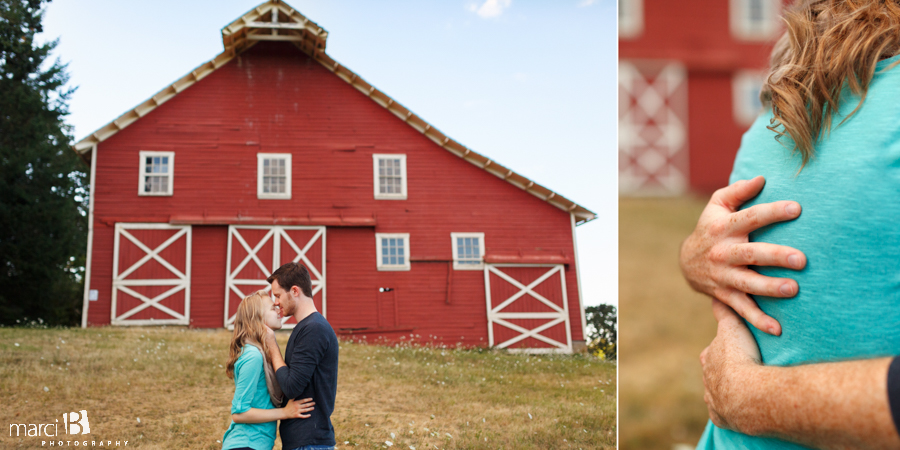 Engagement photography - big red barn