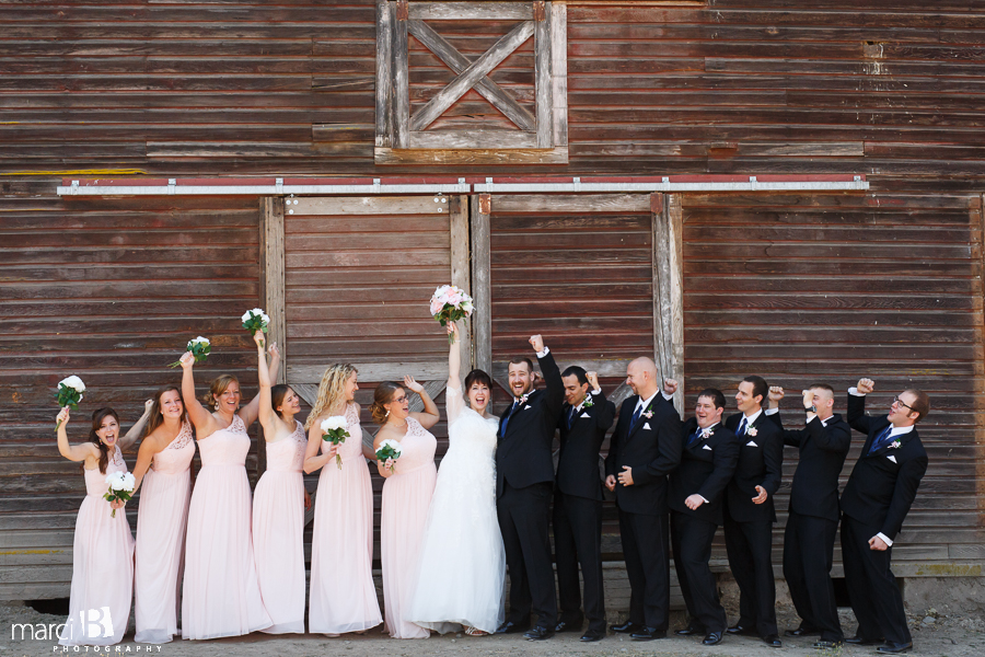 Wedding party pictures - red barn