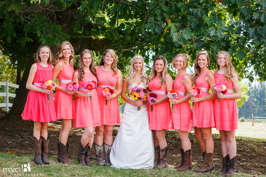 Bride and bridesmaids - cowboy boots
