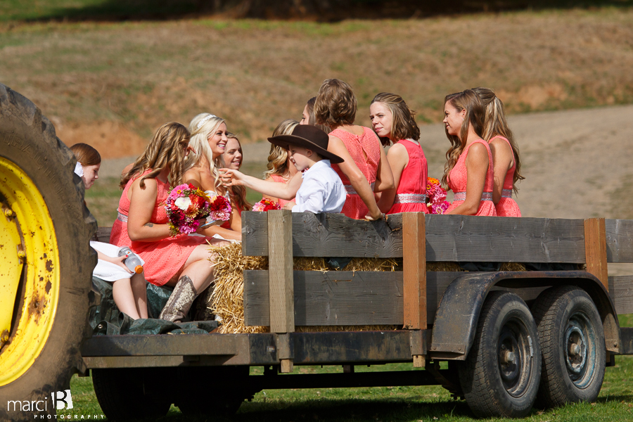 wedding ceremony at tree farm