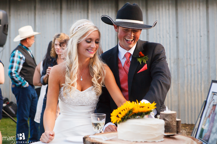 wedding reception - cutting the cake