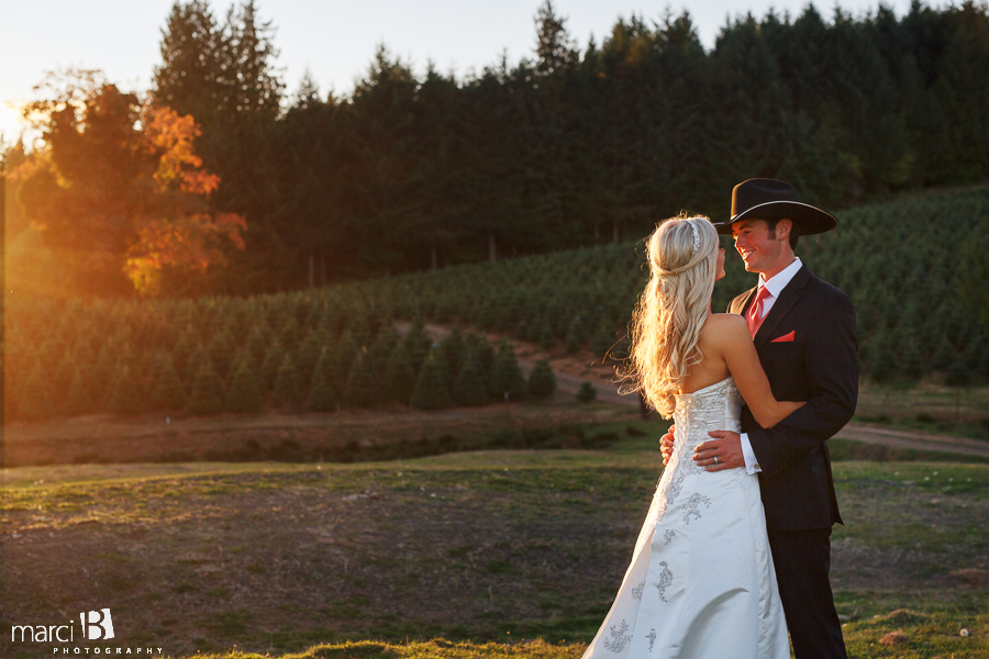 bride and groom portraits - sunset photos - Portland