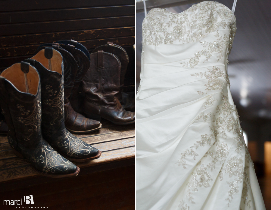 Wedding dress - cowboy boots