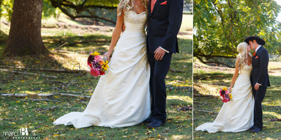 Bride and groom first look - cow pasture