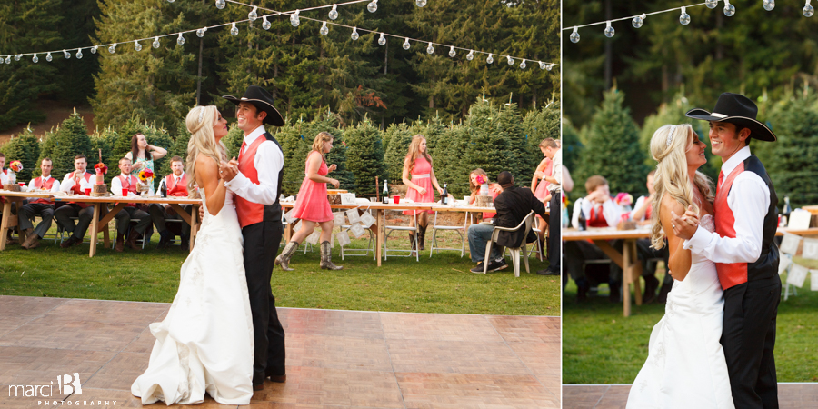 wedding reception - first dance - tree farm - country wedding