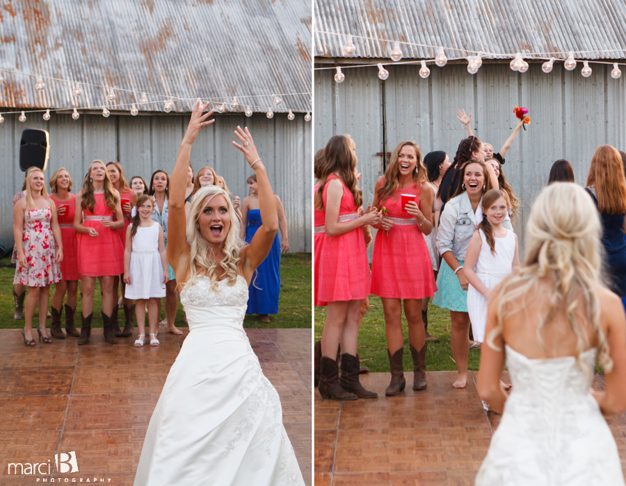 wedding reception - tossing the bouquet