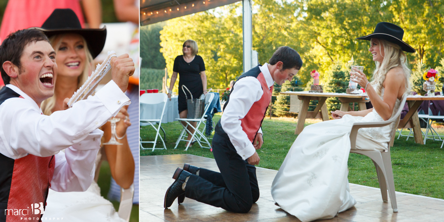 wedding reception - garter toss - country wedding