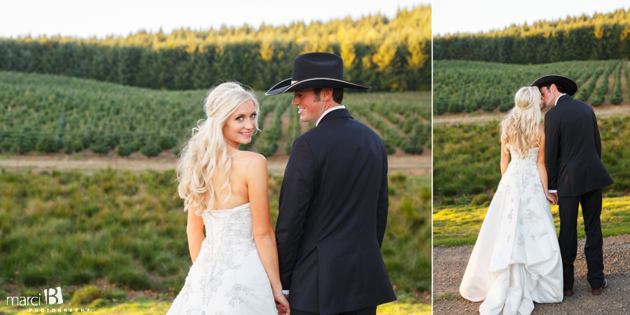 Country wedding - tree farm - bride and groom portraits - Portland photographer