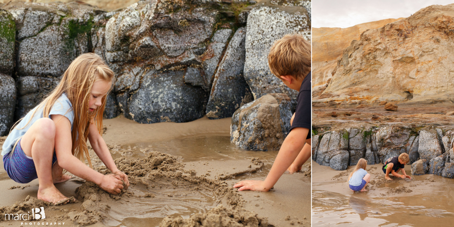 Children playing in the sand - Oregon Coast - Cape Kiwanda