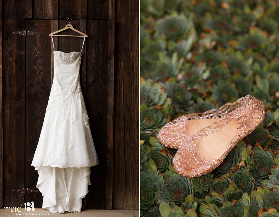 Corvallis wedding venue - Ohana Barn - wedding photography - dress- wedding shoes