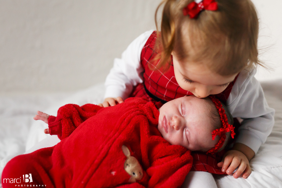 toddler kisses - baby sister photos