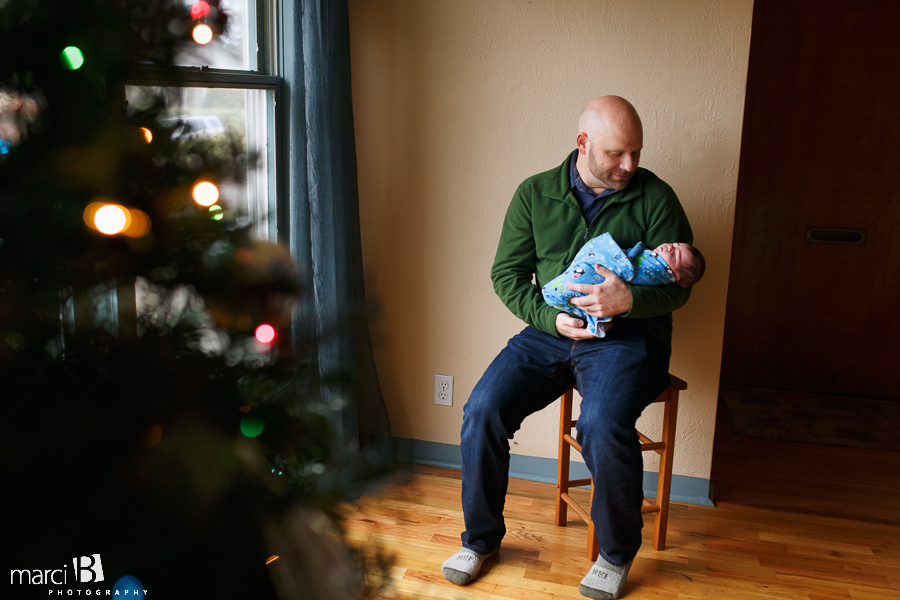 daddy and daughter - tiny baby - December baby