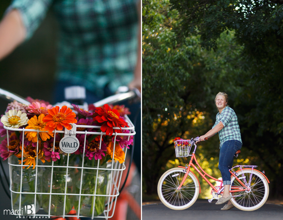 Senior photography - Corvallis photographer - summer - flowers - bike
