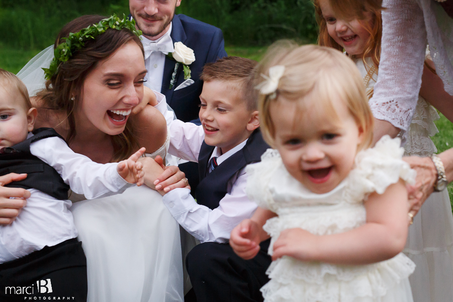 bride with kids