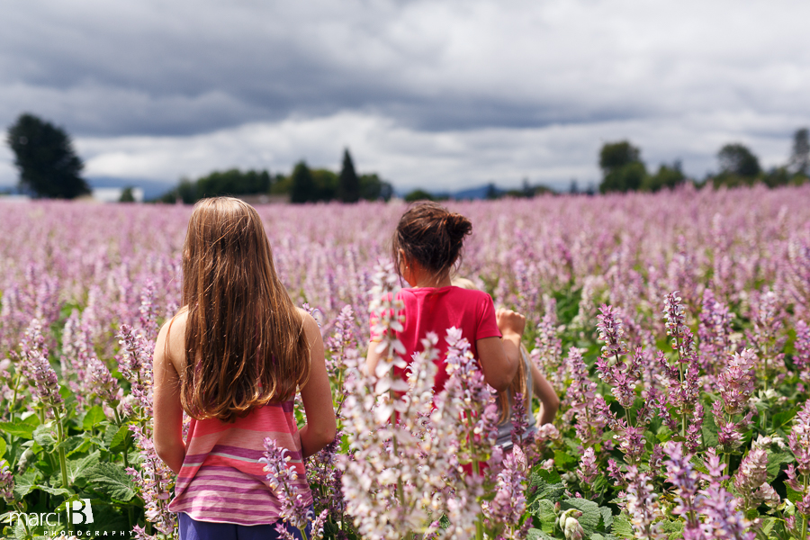 Summer photos - field of sage - girls and flowers