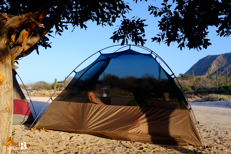 camping on the beach in Mexico