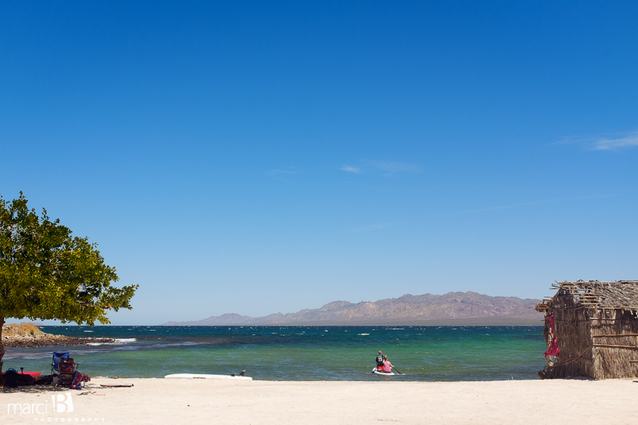 paddleboarding in Bahia Concepcion - Sea of Cortez - windy day