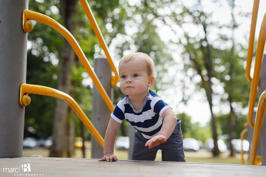 toddler climbing on play structure - Avery Park - toddler photos