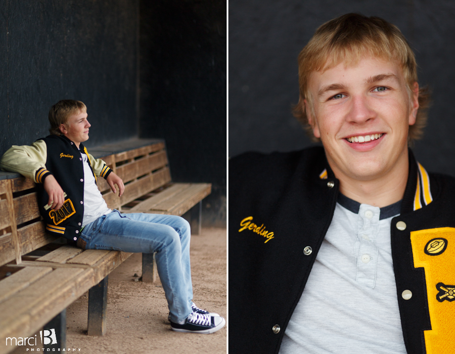 PHS baseball senior photos - dugout 