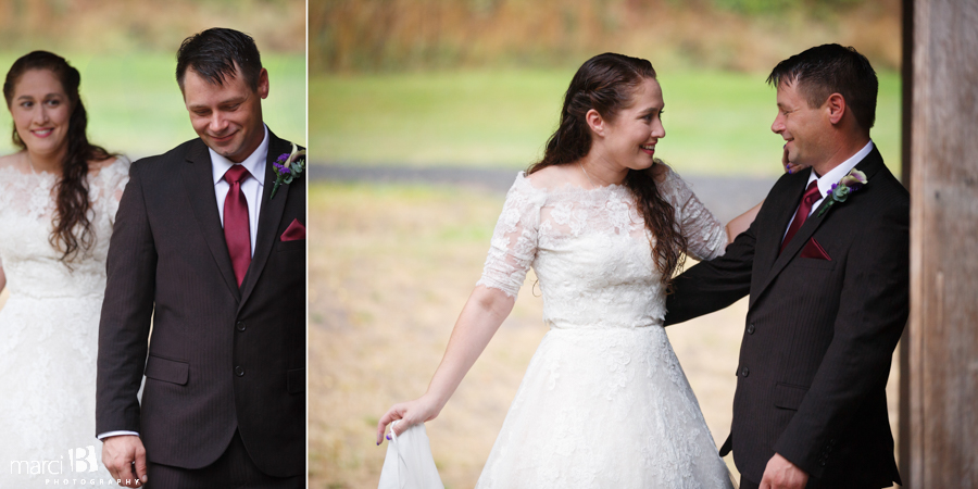 Jen and Aaron - first look - Beazell Memorial Forest - Corvallis wedding photographer