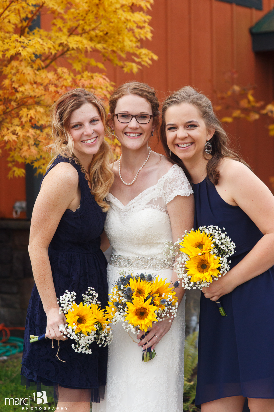 bride and her sisters