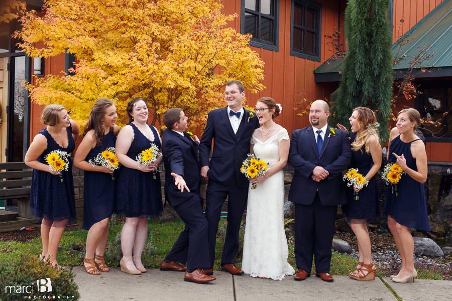bride and groom and wedding party - wedding party photos 