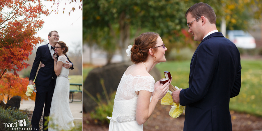 Corvallis wedding photography - first look photos - first reveal - gift