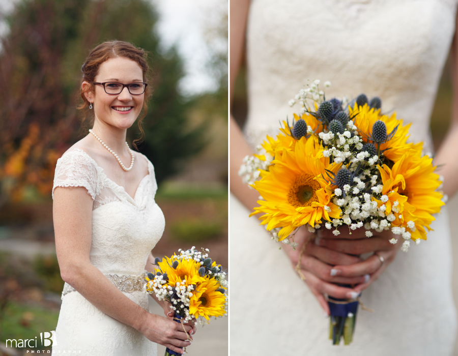 bridal pictures - bride with bouquet - Corvallis wedding photographer