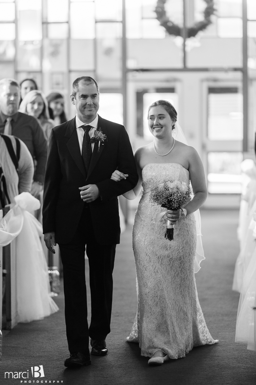 father walking bride down the aisle 