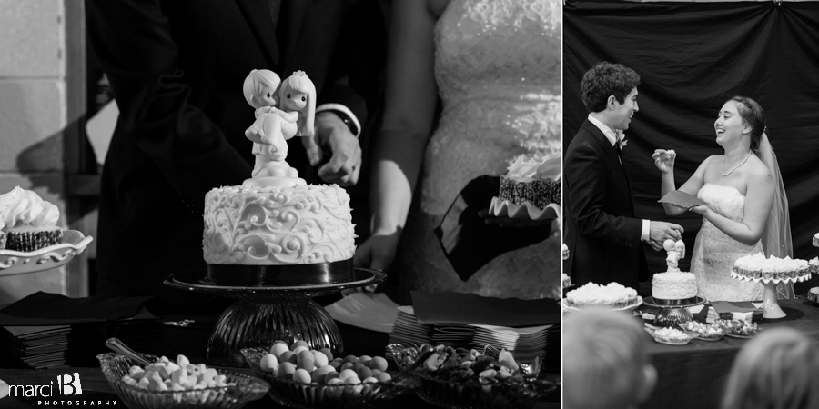 wedding cake - cutting the cake