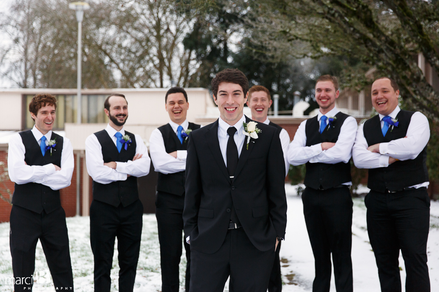 groom and groomsmen - winter wedding