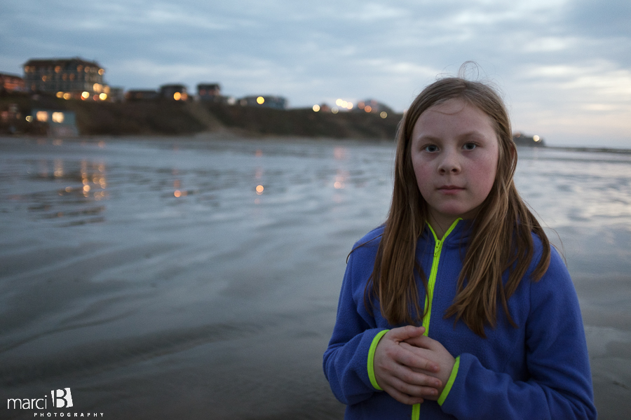 family photography - girl on beach - Newport, OR