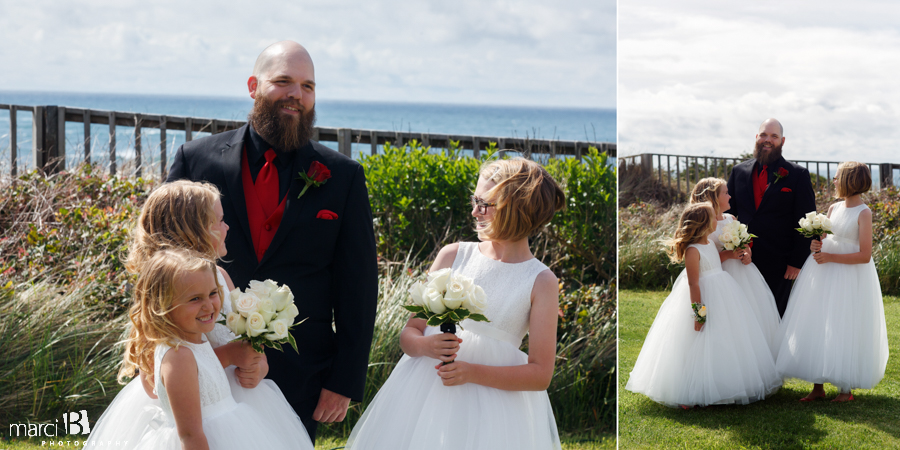 Newport wedding photography - Oregon wedding photographer - beach wedding - groom and flower girls