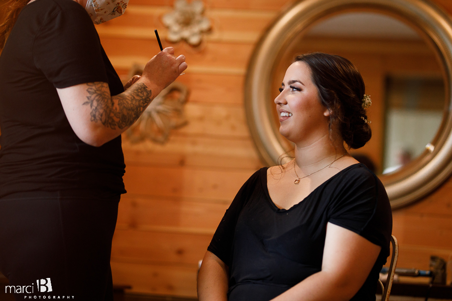 Bride getting ready for wedding