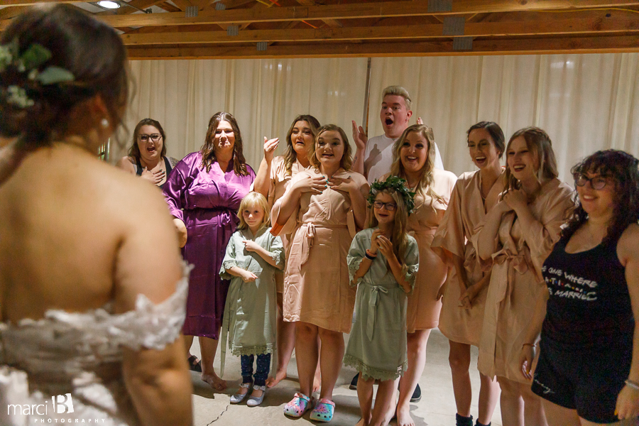 bride reveal to bridal party