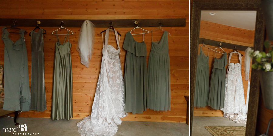 wedding gown and bridal party dresses