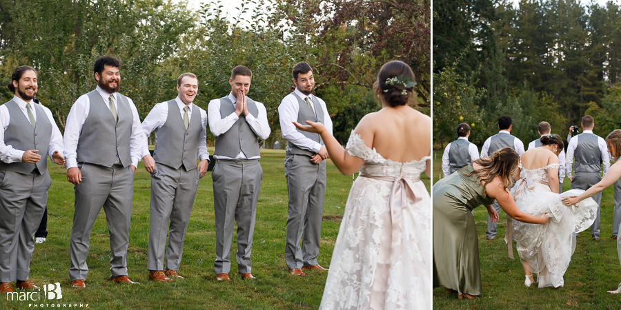 bride reveal to groomsmen