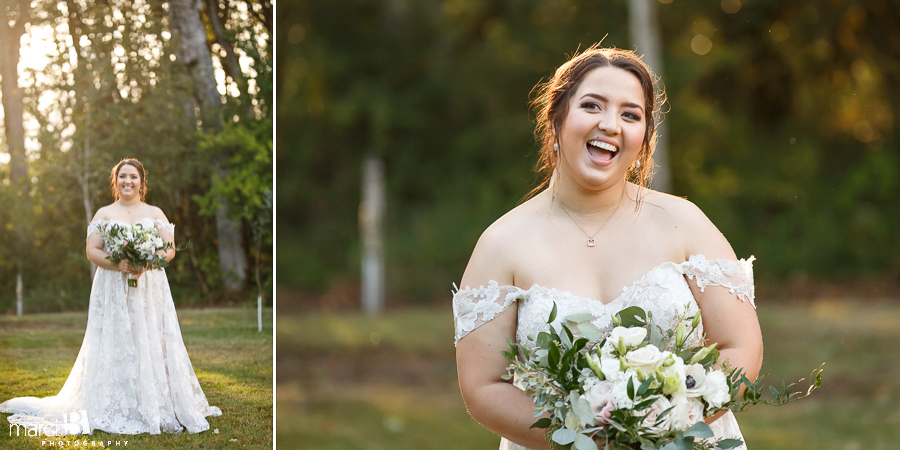 bridal photos with sun backdrop
