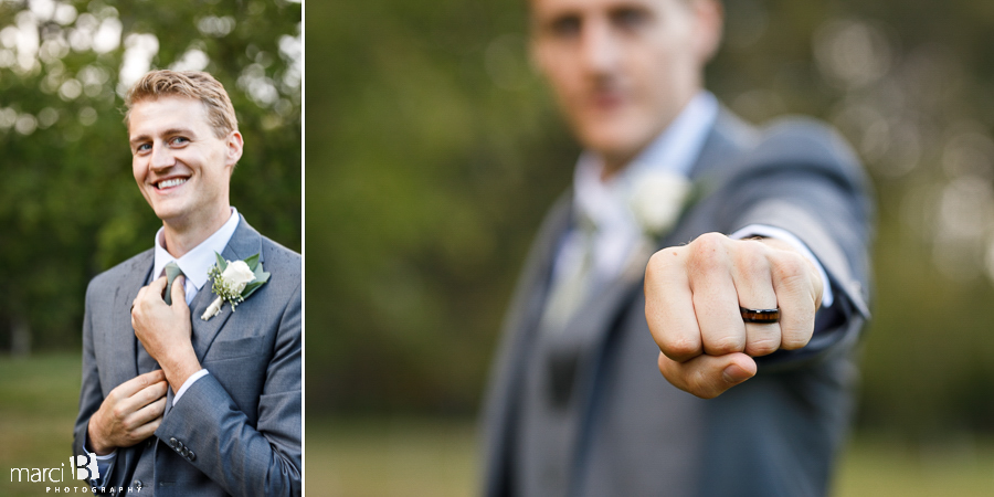 picture of groom and ring detail