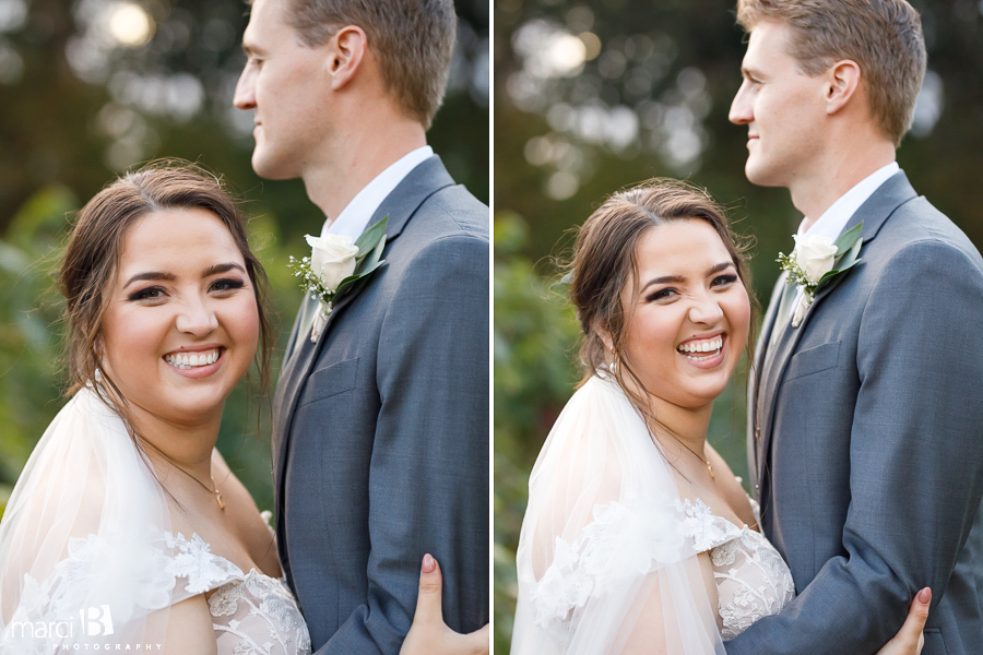 photo of bride with groom