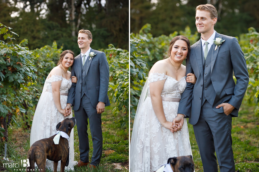 bride and groom photos after ceremony